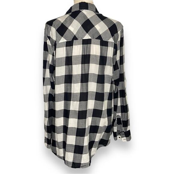 Gap Factory Hunter Plaid Button Down Long Sleeve Shirt In Black White Women’s XL - Picture 4 of 7